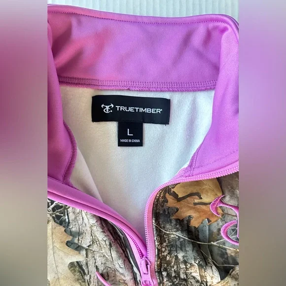 True Timber Pink Camo Hoodie Sweatshirt Women's Large 1/4 Zip True Cam - Picture 3 of 11